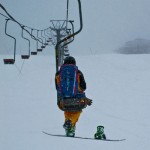 Day 4 Pete Coombs alone on a single seat lift Seki Onsen